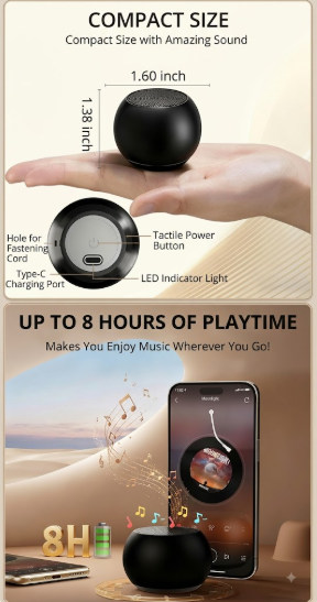 Mini Bluetooth Speaker 5.3 with Stereo Sound