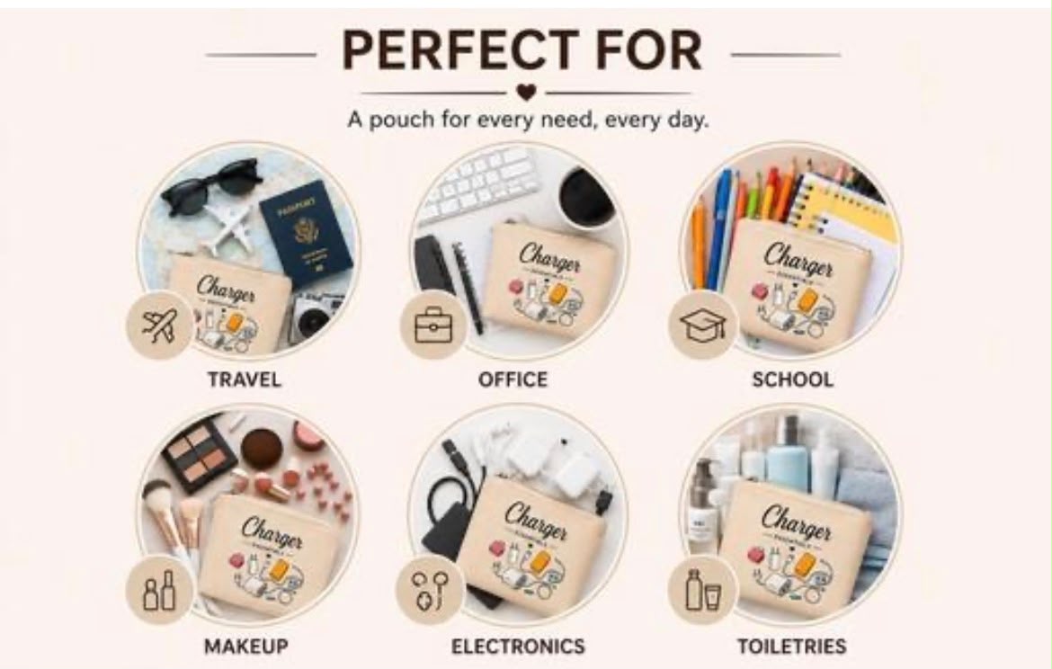 Premium Canvas Accessories Organizer Pouch