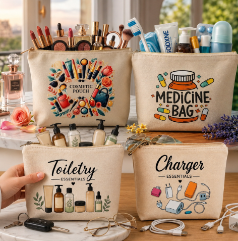 Premium Canvas Accessories Organizer Pouch